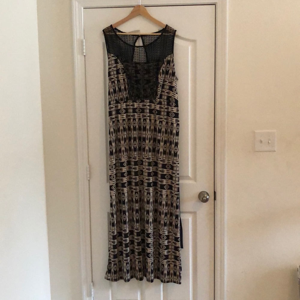 Tan and black maxi dress